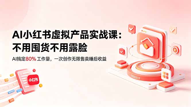 AI小红书虚拟产品实战课-更新:不用囤货不用露脸,AI搞定80%工作量,一次创作无限售卖睡后收益-初遇资源网