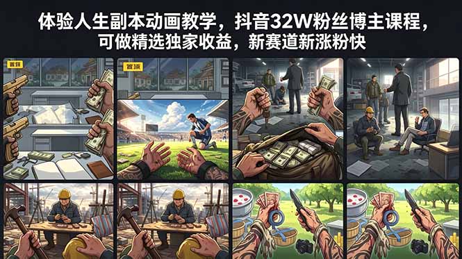 体验人生副本动画教学, 抖音32W粉丝博主课程,可做精选独家收益,新赛道新涨粉快-初遇资源网