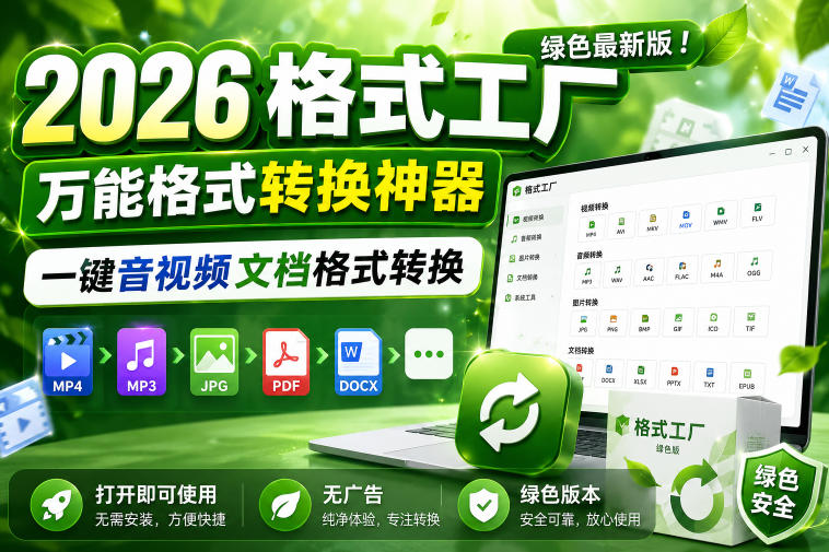 2026格式工厂绿色最新版!万能格式转换神器,一键音视频文档格式转换,打开即可使用,无广告绿色版本-初遇资源网