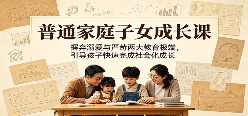 普通家庭子女成长课:摒弃溺爱与严苛两大教育极端,引导孩子快速完成社会化成长-初遇资源网