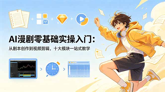 AI漫剧零基础实操入门:从剧本创作到视频剪辑,十大模块一站式教学-初遇资源网