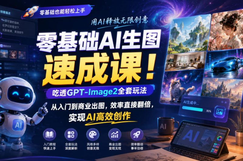 零基础AI生图速成课!吃透GPT-Image2全套玩法,从入门到商业出图,效率直接翻倍,实现AI高效创作-初遇资源网