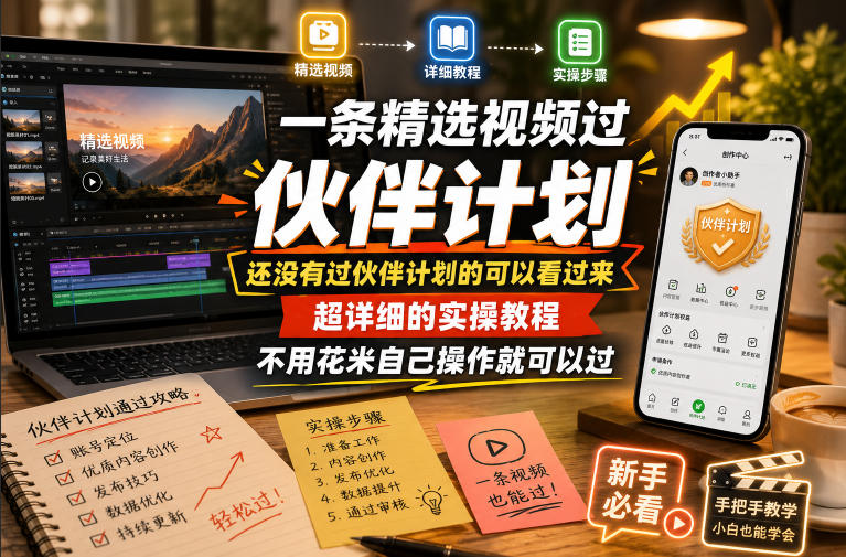一条精选视频过伙伴计划,还没有过伙伴计划的可以看过来,超详细的实操教程,不用花米自己操作就可以过-初遇资源网