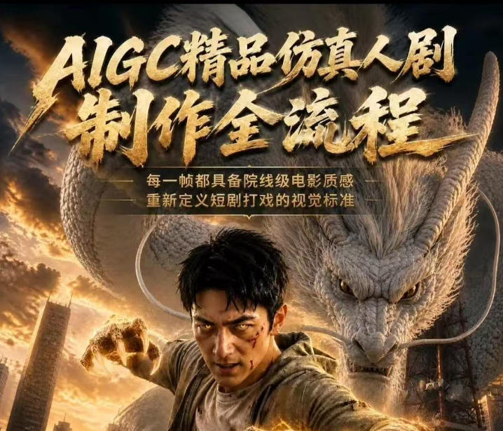 AIGC精品仿真人剧豢龙人全流程制作解析2026，国风仿真人创作+打斗剧情+人设编排，一站式AI短剧入门-初遇资源网