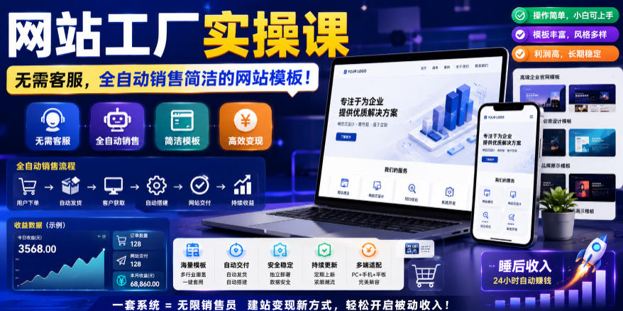 【冒泡网】网站工厂实操课，无需客服，网站模板自动赚钱！【原创双语字幕】 - 初遇资源网