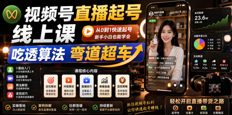 【冒泡网】视频号直播起号线上课，吃透算法弯道超车（2026年6月） - 初遇资源网