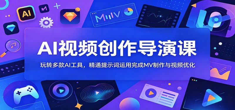 AI视频创作导演课:玩转多款AI工具,精通提示词运用完成MV制作与视频优化-初遇资源网