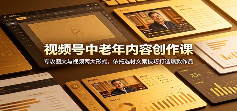 视频号中老年内容创作课:专攻图文与视频两大形式,依托选材文案技巧打造爆款作品-初遇资源网