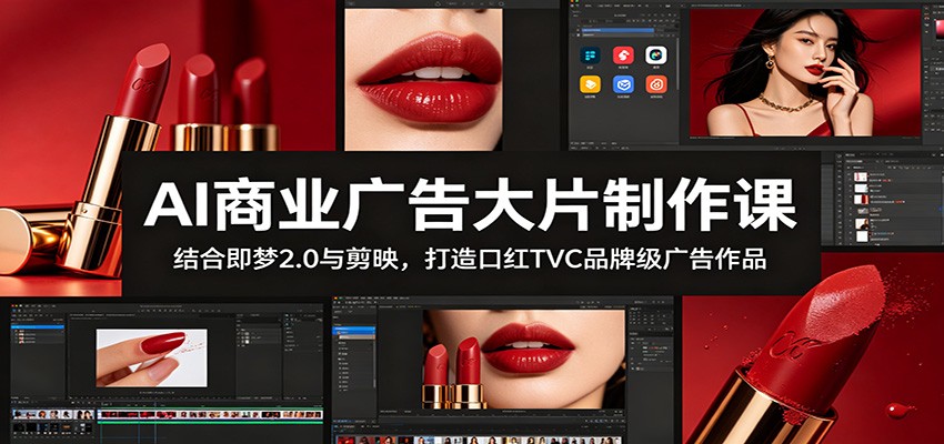 【福缘网创】AI商业广告大片制作课：结合即梦2.0与剪映，打造口红TVC品牌级广告作品 - 初遇资源网