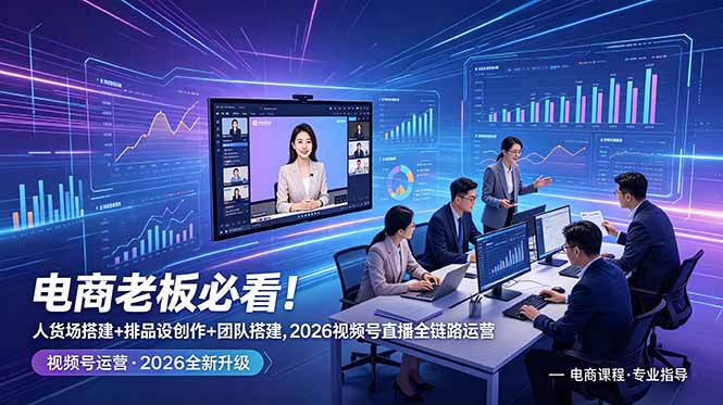 电商老板必看!人货场搭建+排品设计+素材创作+团队搭建,2026视频号直播全链路运营-初遇资源网