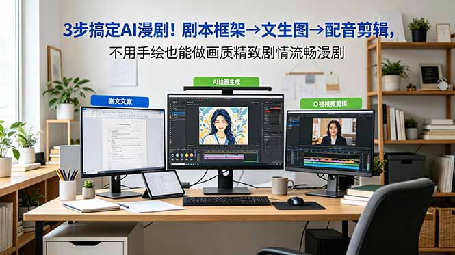 3步搞定AI漫剧!剧本框架→文生图→配音剪辑,不用手绘也能做画质精致剧情流畅漫剧-初遇资源网