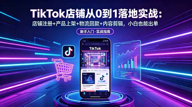 TikTok店铺从0到1落地实战:店铺注册+产品上架+物流回款+内容剪辑,小白也能出单-初遇资源网
