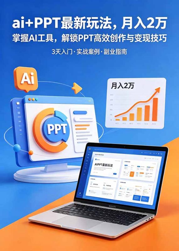 ai+PPT最新玩法,月入2万掌握AI工具,解锁PPT高效创作与变现技巧3天入门,实战案例·副业指南-初遇资源网