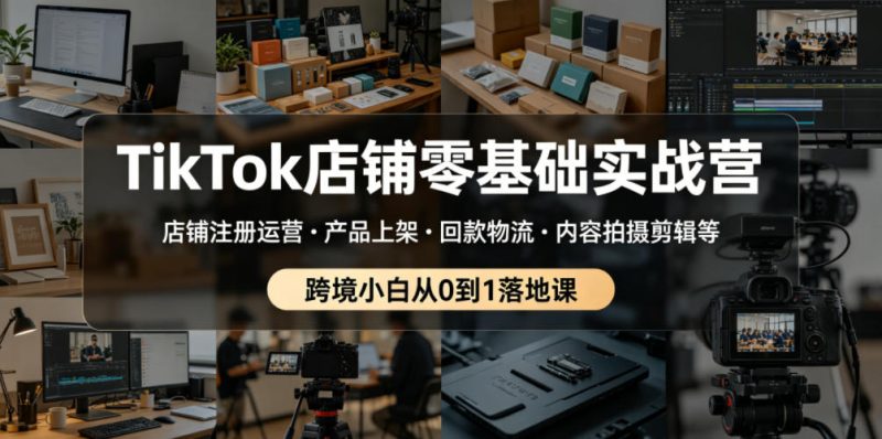 TikTok店铺零基础实战营,店铺注册运营・产品上架・回款物流・内容拍摄剪辑等 ,跨境小白从0到1落地课-初遇资源网