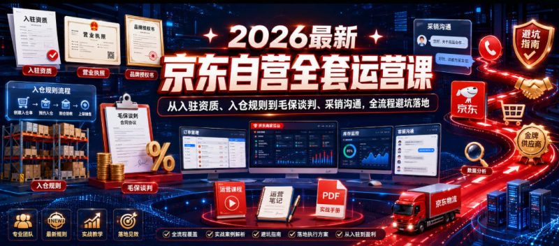 2026最新京东自营全套运营课，从入驻资质、入仓规则到毛保谈判、采销沟通，全流程避坑落地-初遇资源网