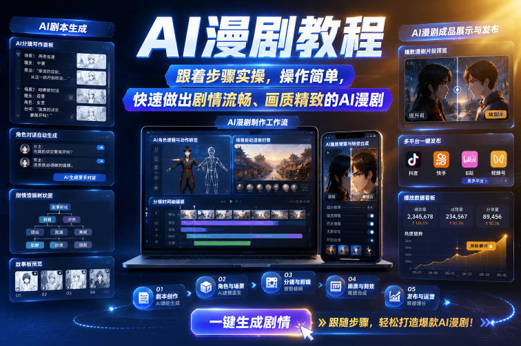 AI漫剧教程,跟着步骤实操,操作简单,快速做出剧情流畅、画质精致的AI漫剧-初遇资源网
