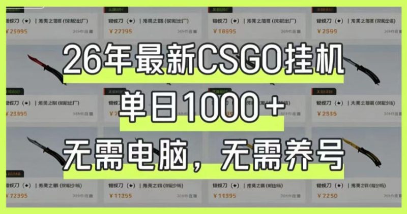 26年最新CSGO挂G系统,单日1000+,无需电脑,无需养号,0基础可上手-初遇资源网