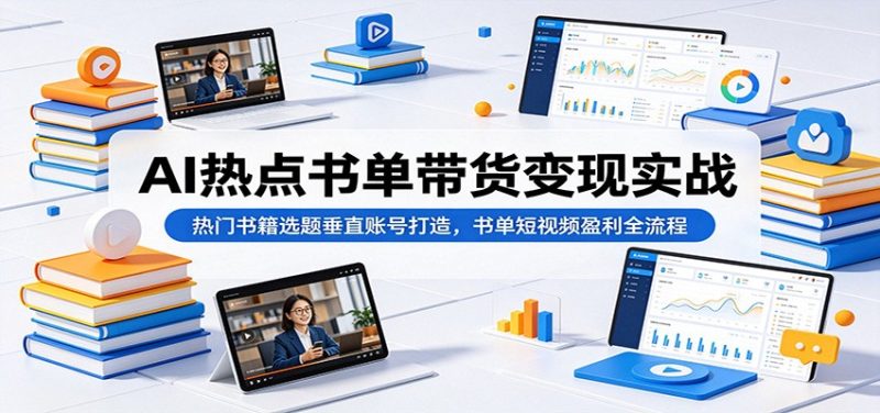 AI热点书单带货变现实战:热门书籍选题垂直账号打造,书单短视频盈利全流程-初遇资源网