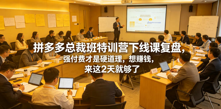 拼多多总裁班特训营下线课复盘,强付费才是硬道理,想賺钱,来这2天就够了-初遇资源网