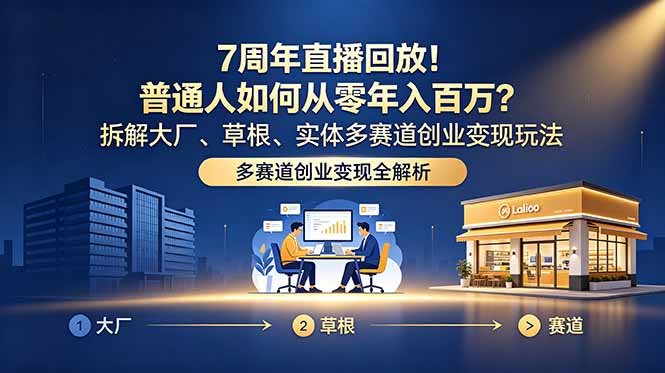 7周年直播回放!普通人如何从零年入百万?拆解大厂、草根、实体多赛道创业变现玩法-初遇资源网