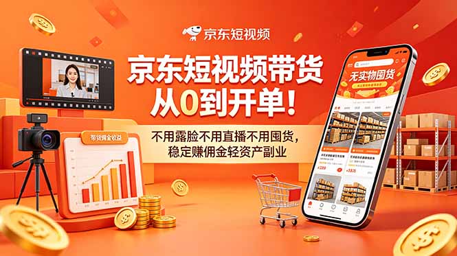 京东短视频带货从0到开单!不用露脸不用直播不用囤货,稳定赚佣金轻资产副业-初遇资源网