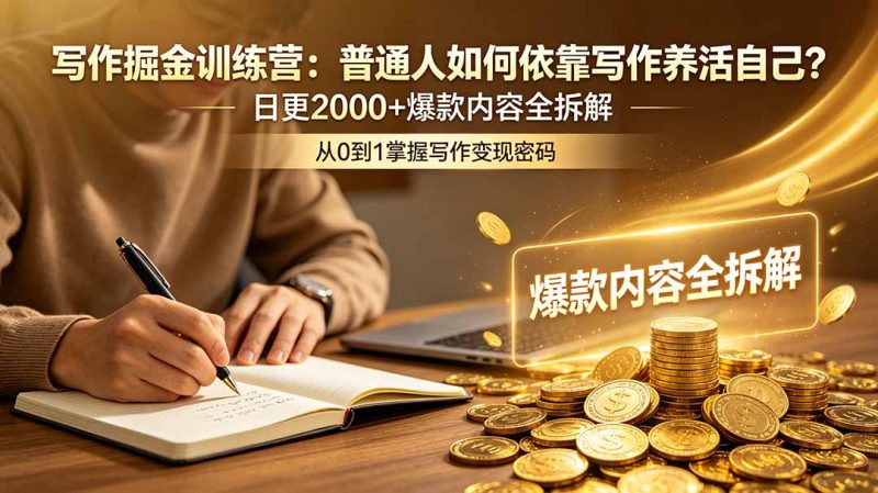 写作掘金训练营:普通人如何依靠写作养活自己?日更2000+爆款内容全拆解-初遇资源网