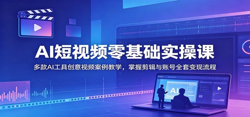 AI短视频零基础实操课:多款AI工具创意视频案例教学,掌握剪辑与账号全套变现流程-初遇资源网