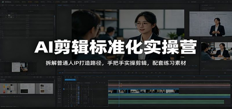 AI剪辑标准化实操营:拆解普通人IP打造路径,手把手实操剪辑,配套练习素材-初遇资源网