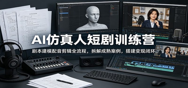AI仿真人短剧训练营:剧本建模配音剪辑全流程,拆解成熟案例,搭建变现闭环-初遇资源网