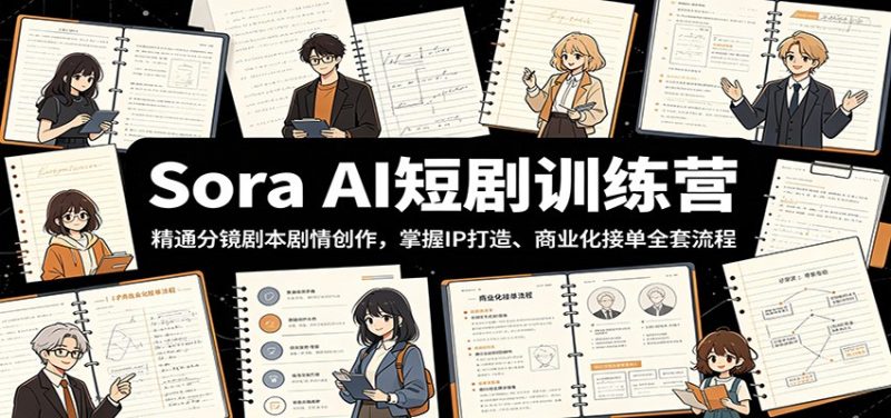 Sora AI短剧训练营:精通分镜剧本剧情创作,掌握IP打造、商业化接单全套流程-初遇资源网