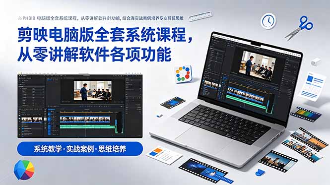 剪映电脑版全套系统课程，从零讲解软件各项功能，结合海量实战案例培养专业剪辑思维-初遇资源网