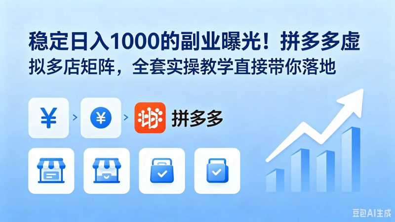 稳定日入 1000 的副业曝光！拼多多虚拟多店矩阵，全套实操教学直接带你落地-初遇资源网