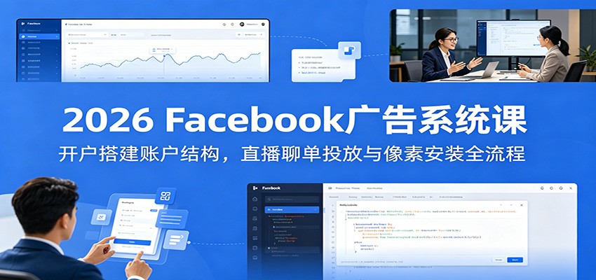 【福缘网创】2026 Facebook广告系统课：开户搭建账户结构，直播聊单投放与像素安装全流程 - 初遇资源网
