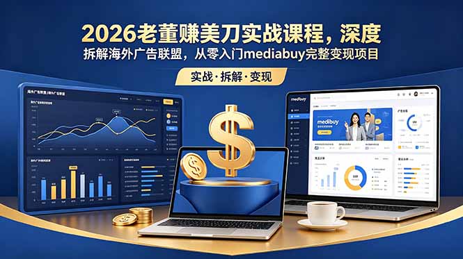 2026老董赚美刀实战课程,深度拆解海外广告联盟,从零入门mediabuy完整变现项目-初遇资源网