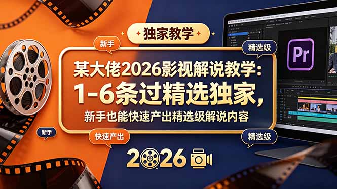 某大佬2026影视解说教学:1-6条过精选独家,新手也能快速产出精选级解说内容-初遇资源网