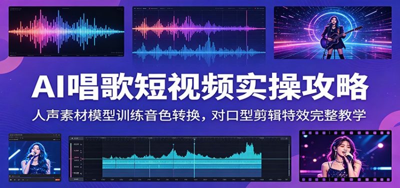 AI唱歌短视频实操攻略:人声素材模型训练音色转换,对口型剪辑特效完整教学-初遇资源网