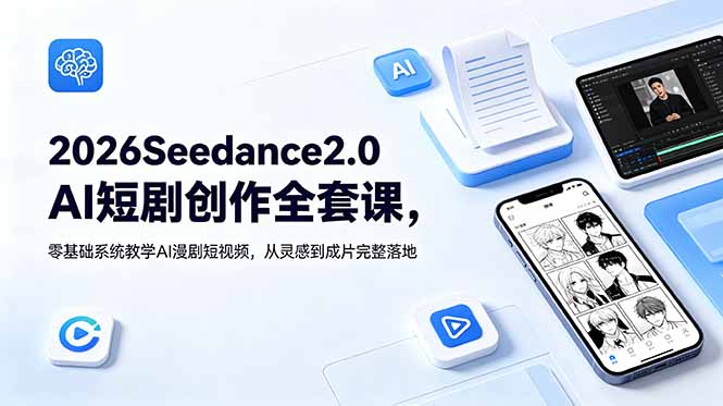2026Seedance2.0AI短剧创作全套课,零基础系统教学AI漫剧短视频,从灵感到成片完整落地-初遇资源网