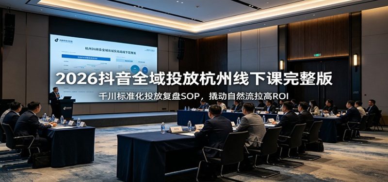 2026抖音全域投放杭州线下课完整版:千川标准化投放复盘SOP,撬动自然流拉高ROI-初遇资源网