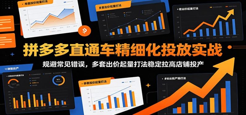 拼多多直通车精细化投放实战：规避常见错误，多套出价起量打法稳定拉高店铺投产-初遇资源网
