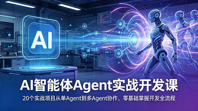AI智能体Agent实战开发课:20个实战项目从单Agent到多Agent协作,零基础掌握开发全流程-初遇资源网