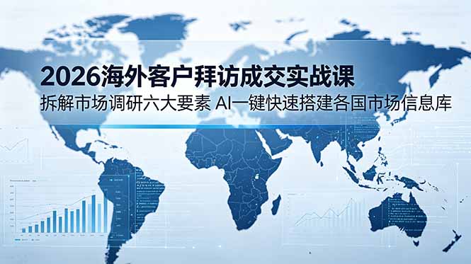 2026海外客户拜访成交实战课:拆解市场调研六大要素,AI一键快速搭建各国市场信息库-初遇资源网