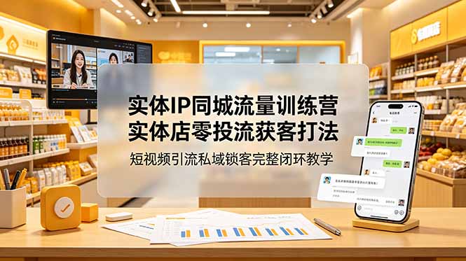 实体IP同城流量训练营:实体店零投流获客打法,短视频引流私域锁客完整闭环教学-初遇资源网