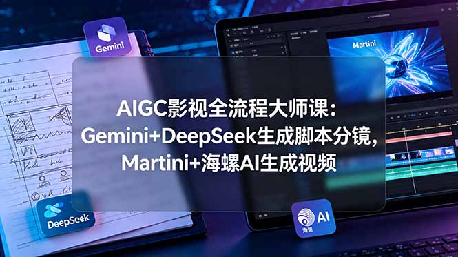 AIGC影视全流程大师课:Gemini+DeepSeek生成脚本分镜,Martini+海螺AI生成视频-初遇资源网