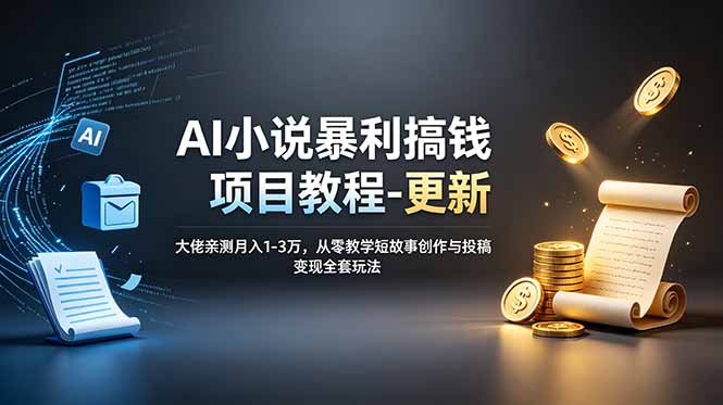 【中创网】AI小说暴利搞钱项目教程-更新，大佬亲测月入1-3万，从零教学短故事创作与投稿变现全套玩法 - 初遇资源网