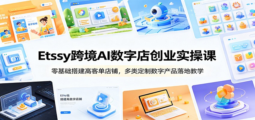 【福缘网创】Etsy跨境AI数字店创业实操课：零基础搭建高客单店铺，多类定制数字产品落地教学 - 初遇资源网