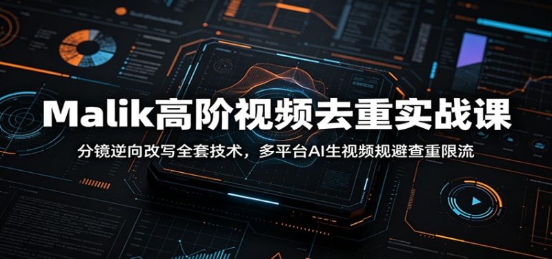 Malik高阶视频去重实战课：分镜逆向改写全套技术，多平台AI生视频规避查重限流-初遇资源网