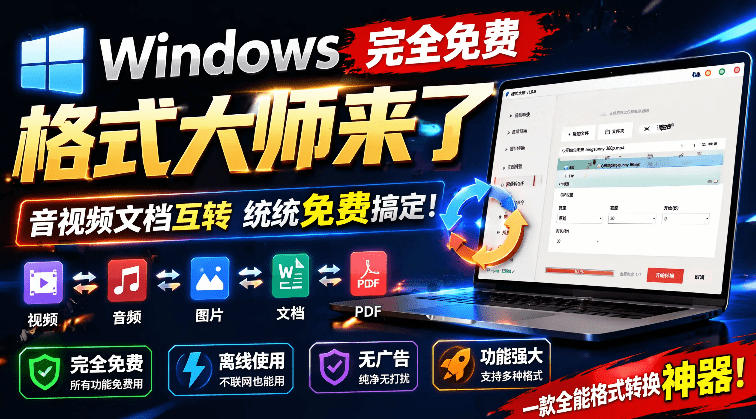 【中创网】Windows完全免费格式大师来了，音视频文档互转统统免费搞定！免费无广，离线使用格式大师 - 初遇资源网