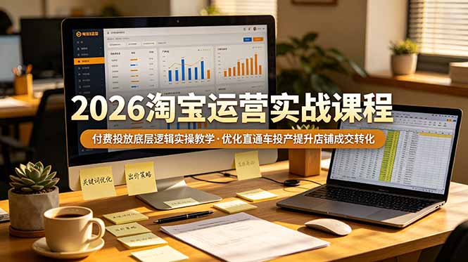 2026 淘宝运营实战课程，付费投放底层逻辑实操教学，优化直通车投产提升店铺成交转化-初遇资源网