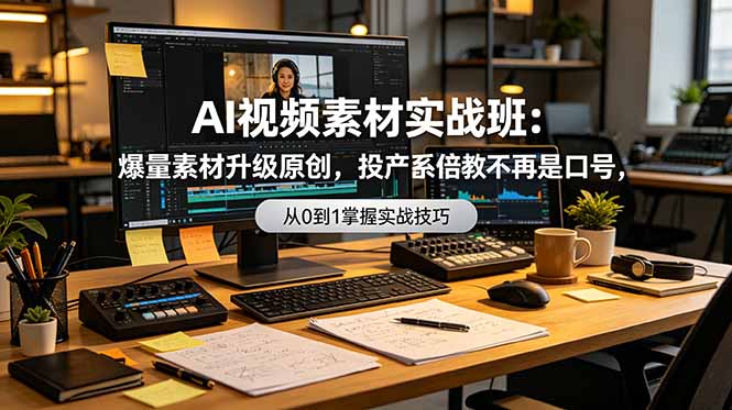 AI视频素材实战班：爆量素材升级原创，投产翻倍不再是口号，0-1系统教学实战落地-初遇资源网