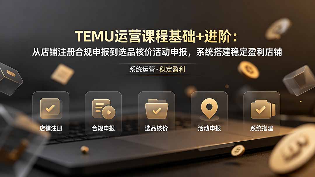 【中创网】TEMU运营课程（基础+进阶）：从店铺注册合规申报到选品核价活动申报，系统搭建稳定盈利店铺 - 初遇资源网